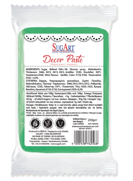 Decor Πάστα (Paste) (Ζαχαρόπαστα) Πράσινο SUGART 1kg