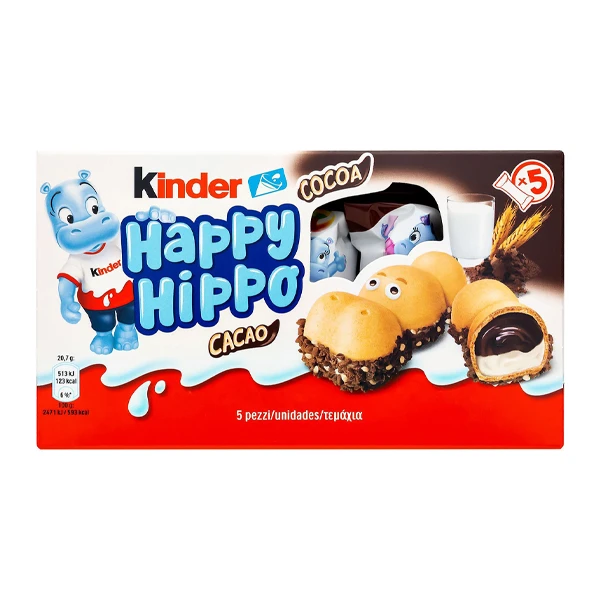 Γκοφρέτες Happy Hippo Πραλίνα Κακάο KINDER 20,7gr (5x20,7gr)