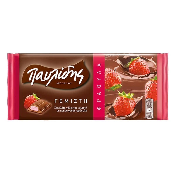 Σοκολάτα με Γέμιση Φράουλα ΠΑΥΛΙΔΗΣ 100gr