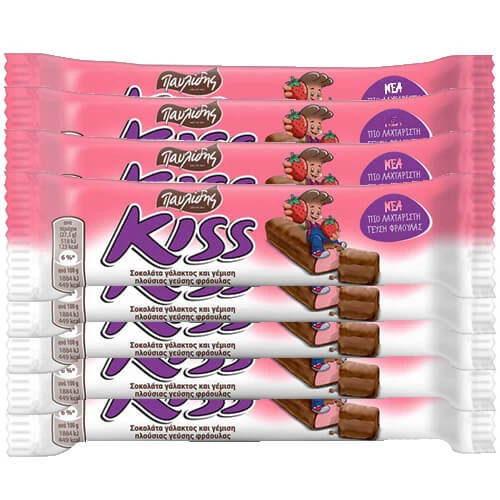 Σοκολάτα Kiss Kiss Γάλα & Φράουλα ΠΑΥΛΙΔΗ 27,5gr (25x27,5gr)