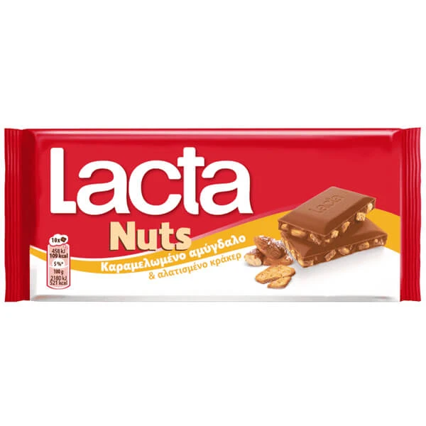 Σοκολάτα Καραμελωμένο Αμύγδαλο & Αλατισμένο Κράκερ LACTA 85gr