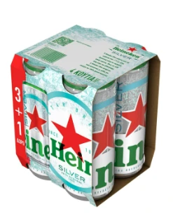 Μπύρα Κούτι Silver HEINEKEN 330ml (3+1 ΔΩΡΟ)