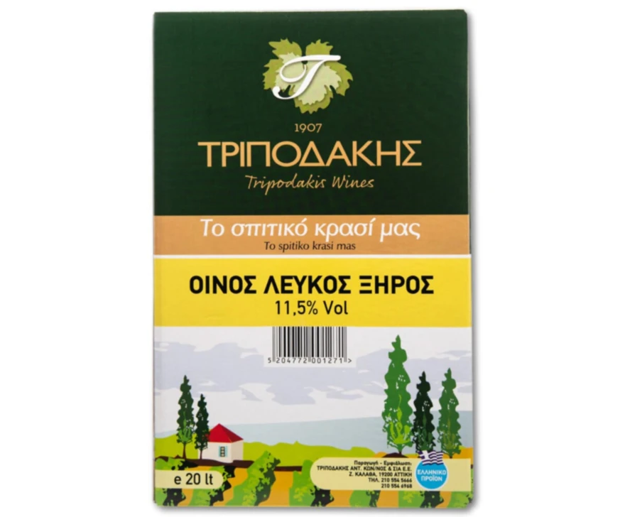 Λευκός Ξηρός Οίνος ΤΡΙΠΟΔΑΚΗΣ 20lt