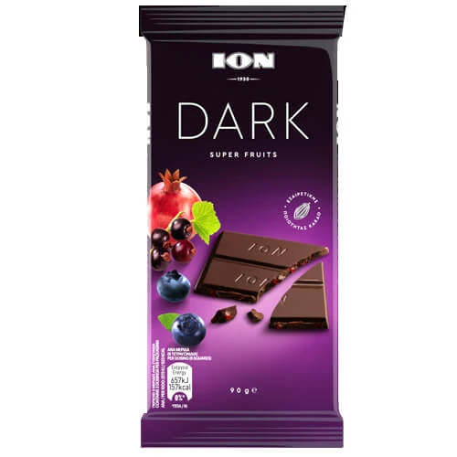 Σοκολάτα Υγείας Dark Super Fruits ION 90gr