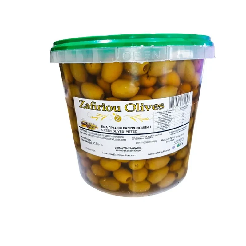 Ελιά Πράσινη Εκπυρηνωμένη 140μεγ Κουβάς ZAFIRIOU OLIVES 2,5kg