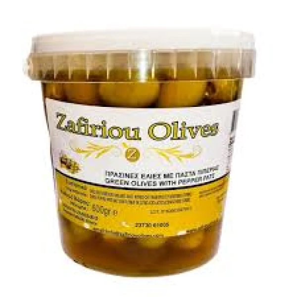 Ελιά Πράσινη με Πιπεριά Κουβαδάκι ZAFIRIOU OLIVES 600gr