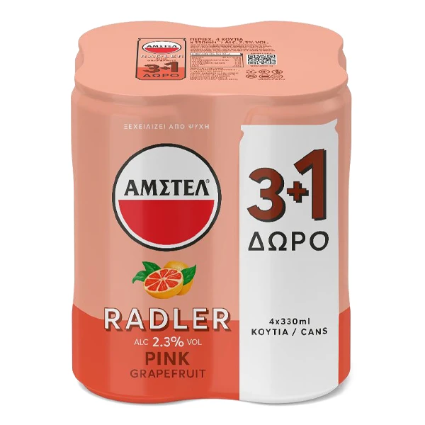 Μπύρα Κουτί Radler Pink Grapefruit AMSTEL 330ml (4x330ml)