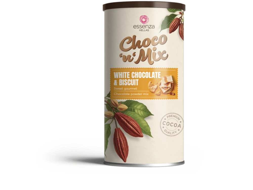 Σκόνη Ροφημάτων White Chocolate, Biscuit & Caramel CHOCO N MIX ESSENZA 500gr