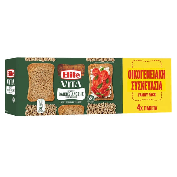 Φρυγανιά Ολικής Άλεσης Family Pack ELITE 360gr