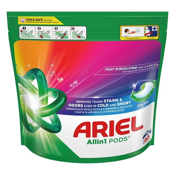 Απορρυπαντικό Ρούχων Pods All in 1 Color ARIEL 65τμχ