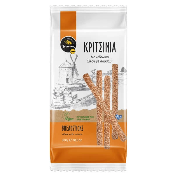 Κριτσίνια Σίτου με Σουσάμι Vegan ΤΣΑΤΣΑΚΗΣ 300gr