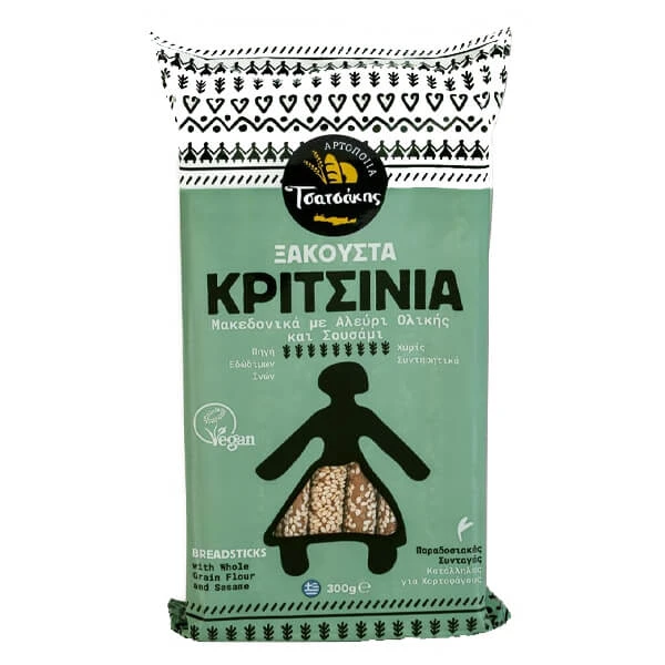 Κριτσίνια Ολικής με Σουσάμι Vegan ΤΣΑΤΣΑΚΗΣ 300gr
