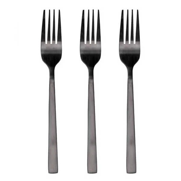 Πιρούνια Φαγητού Μαύρα Inox TNS 3τμχ