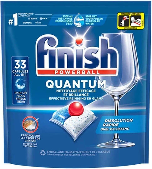 Ταμπλέτες Πλυντηρίου Πιάτων Quantum Λεμόνι FINISH 33τμχ