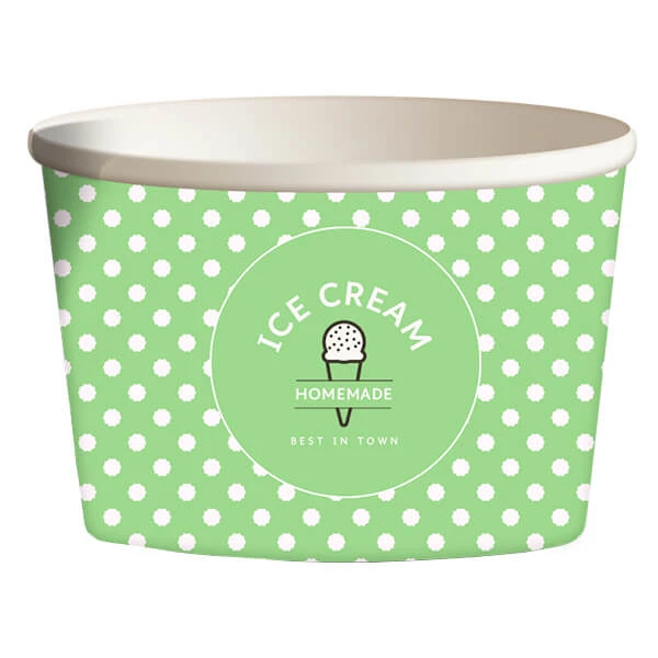 Χάρτινο Κύπελο Παγωτού 5oz Dot Green 50τμχ