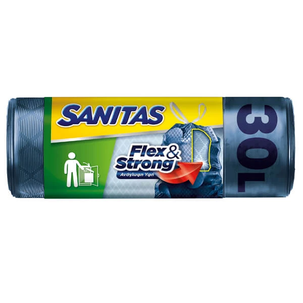 Σακούλες Απορριμάτων Flex & Strong Μπλε 50x55cm SANITAS 10τμχ