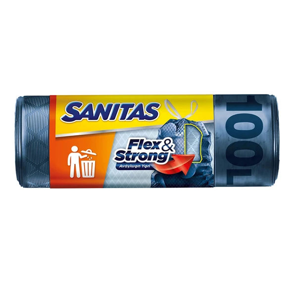 Σακούλες Απορριμμάτων με Κορδόνι Flex & Strong 70x95cm SANITAS 8τμχ