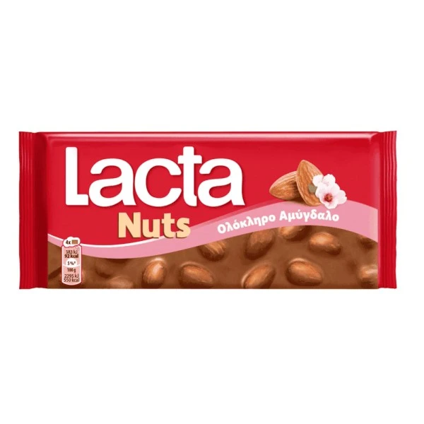 Σοκολάτα με Ολόκληρα Αμύγδαλα LACTA 100gr