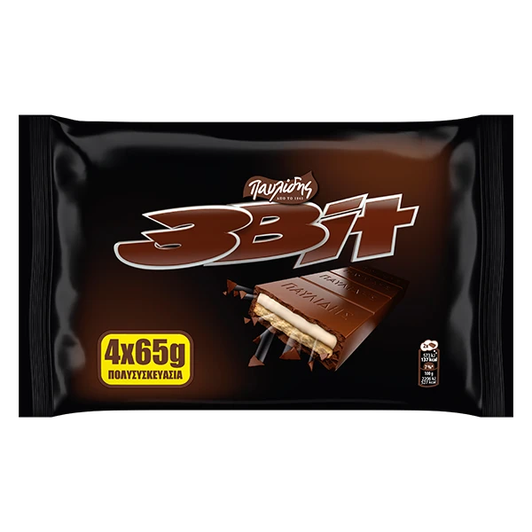 Σοκολάτα Γεμιστή Παυλίδης 3BIT 65gr (4x65gr)