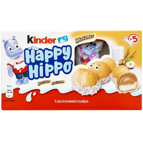 Γκοφρέτες Happy Hippo με Πραλίνα Φουντούκι KINDER 20,7gr (5x20,7gr)