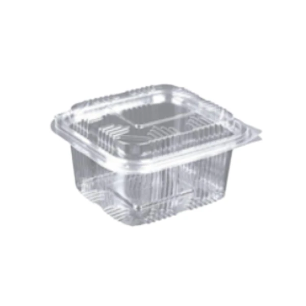 Κύπελο PET Τετράγωνο 250cc ΜΕ Ενσωματωμένο Καπάκι 50τμχ