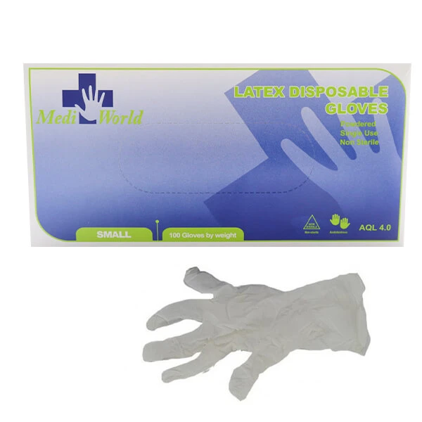 Γάντια Εξεταστικά Latex με Πούδρα Small MEDI-WORLD 100τμχ