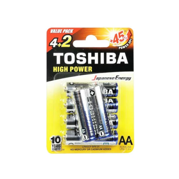 Μπαταρία Αλκαλική ΑΑ TOSHIBA 6τμχ (4+2 ΔΩΡΟ)
