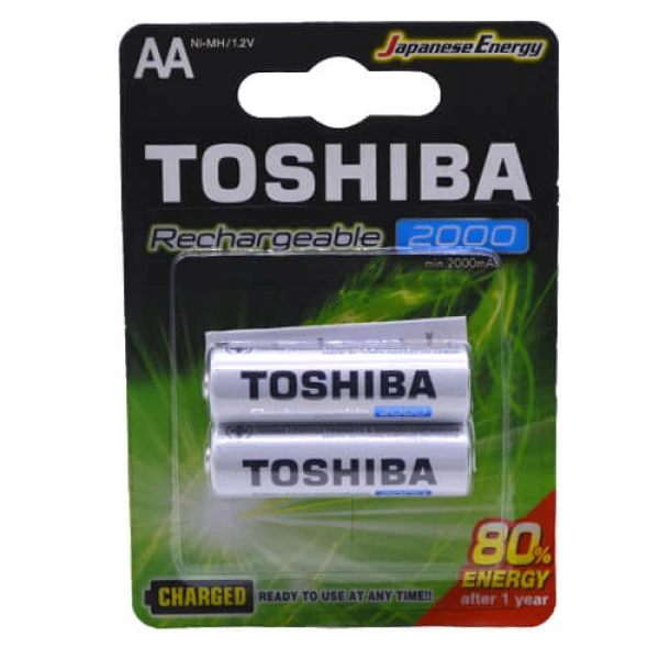 Μπαταρία Επαναφορτιζόμενη ΑΑ 2000mAh TOSHIBA 2τμχ
