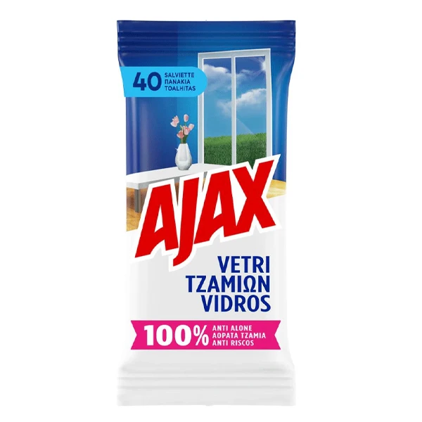 Υγρά Πανάκια για τα Τζάμια AJAX 40τμχ