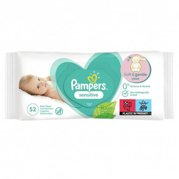 Μωρομάντηλα Sensitive 52τμχ PAMPERS 1τμχ