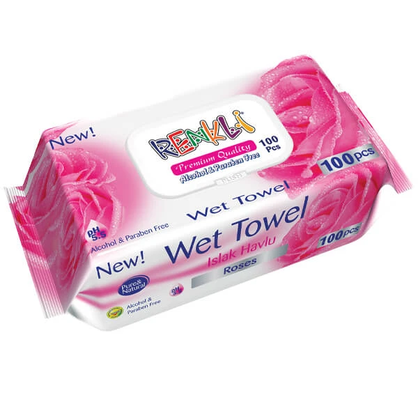 Μωρομάντηλα με Καπάκι Rose Premium Series 100τμχ RENKLI 1τμχ