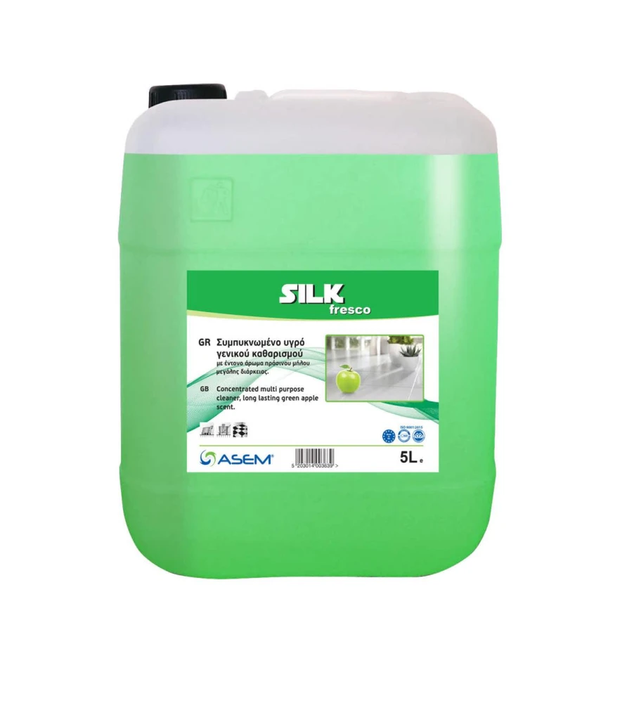 Συμπυκνωμένο Υγρό Γενικού Καθαρισμού με Εκρηκτικό Άρωμα Φρεσκάδας Πράσινου Μήλου Fresh SILK 5lt