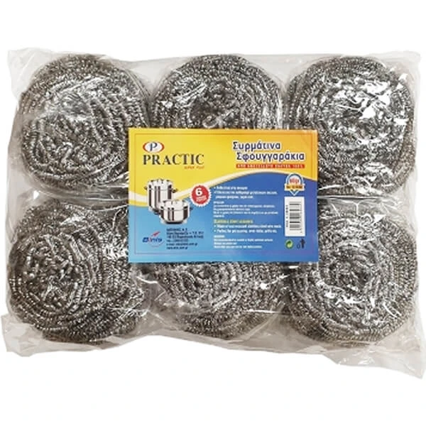 Συρμάτινο Σφουγγαράκι Inox 60gr PRACTIC 6τμχ
