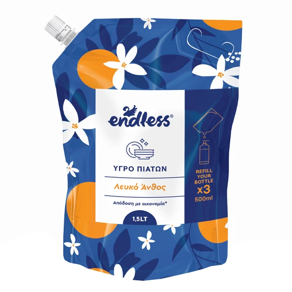 Υγρό Πιάτων Pouch Λευκός Ανθός ENDLESS 1,5lt