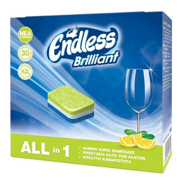 Ταμπλέτες Πλυντηρίου Πιάτων Λεμόνι All in 1 ENDLESS 30τμχ