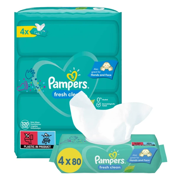 Μωρομάντηλα Fresh Clean PAMPERS 80τμχ (4x80τμχ)