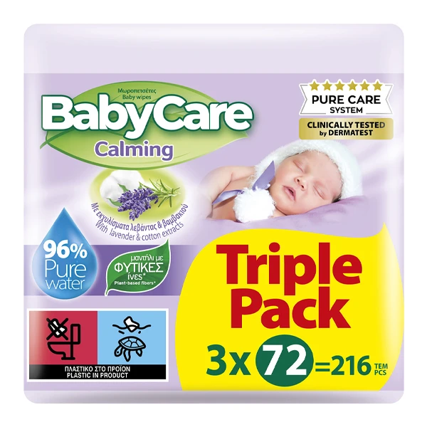 Μωρομάντηλα Calming BABYCARE 3x72τμχ