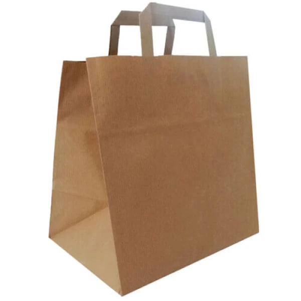 Σακούλα Χάρτινη Κραφτ 26x14x29cm με Πλακέ Χερούλι 250τμχ