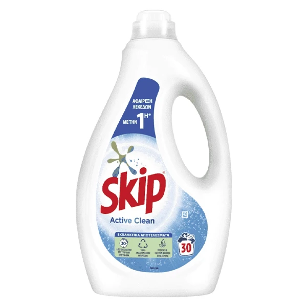 Υγρό Πλυντηρίου Ρούχων 30μεζ Active Clean SKIP 1,5lt