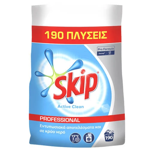 Σκόνη Πλυντηρίου Ρούχων 190μεζ. Active Clean SKIP 12,35kg