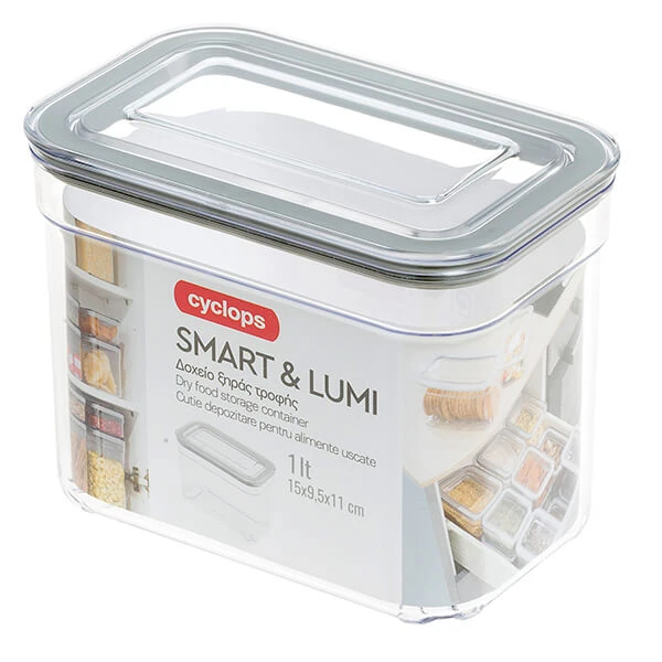Δοχείο Ξηράς Τροφής 1lt Smart & Lumi ΚΥΚΛΩΨ 1τμχ