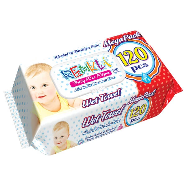 Μωρομάντηλα  με Καπάκι RENKLI 120τμχ