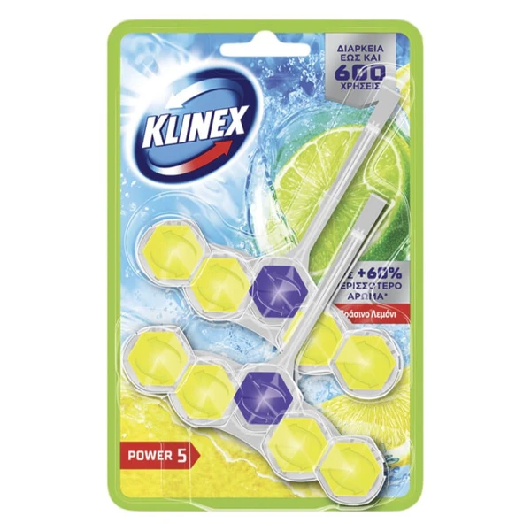 Καθαριστικό Λεκάνης Πράσινο Λεμόνι Power 5 KLINEX 2τμχ (2x50gr)