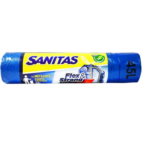 Σακούλα Απορριμμάτων με Κορδόνι Αρωματική Flex & Strong (52x75cm) SANITAS 10τμχ