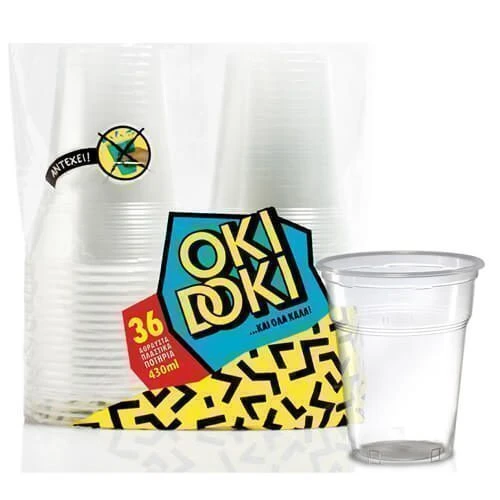 Πλαστικό Ποτήρι 430ml Διάφανο OKI DOKI 36τμχ