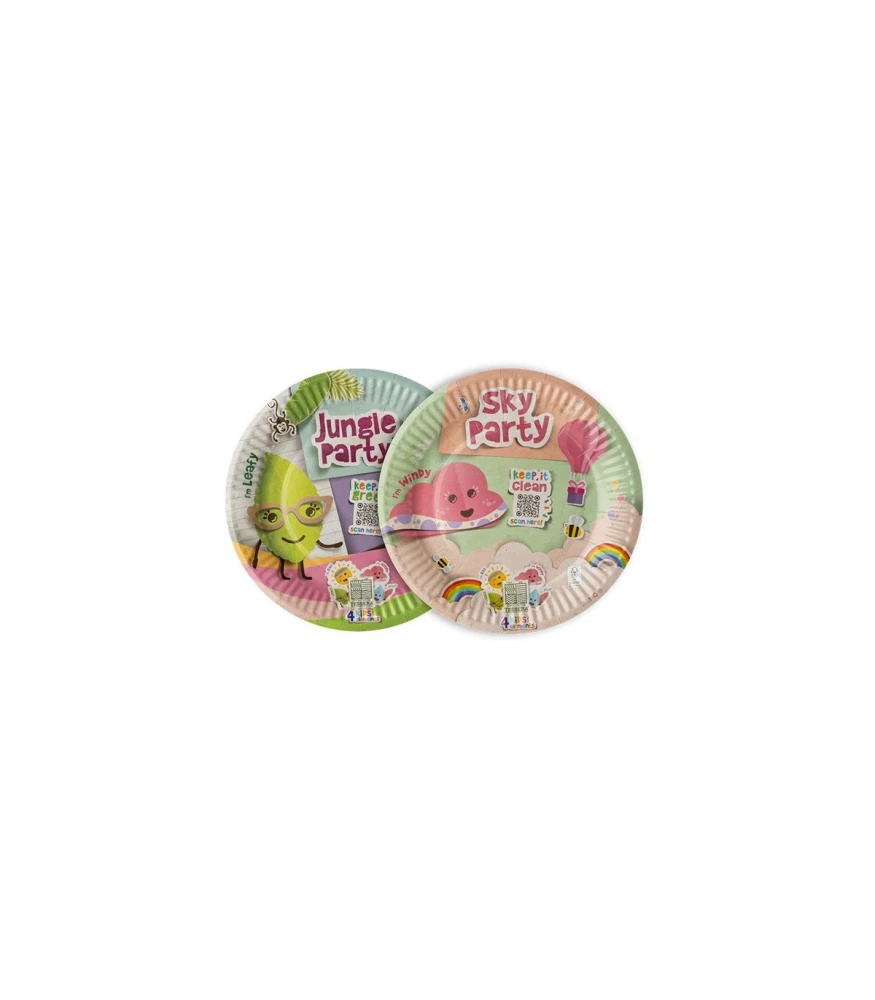 Χάρτινα Παιδικά Πιατάκια 18cm Leafy-Windy TESSERA 8τμχ