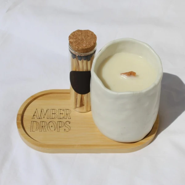 A Garden Φυσικό Artisanal Κερί Σόγιας για Μασάζ με Αιθέρια Έλαια 210ml AMBER DROPS 1τμχ