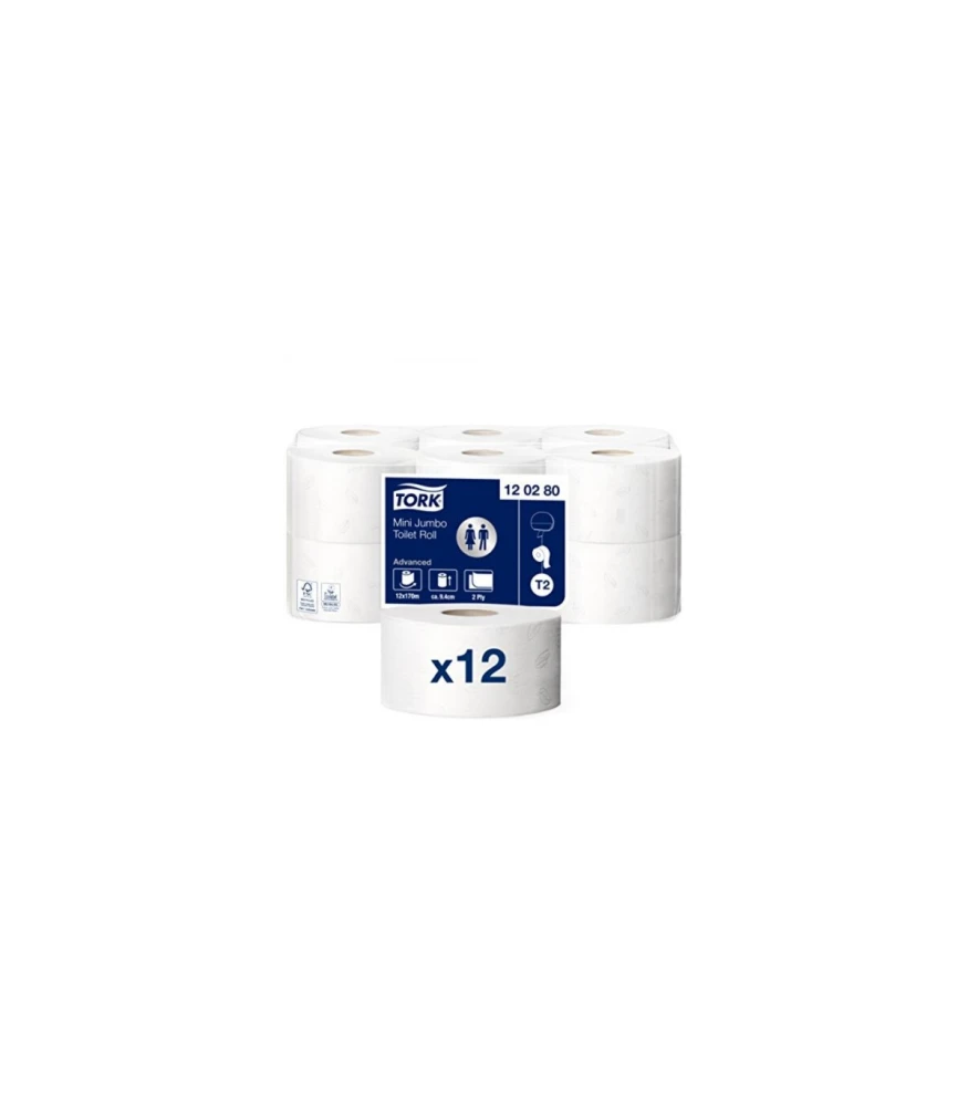 Ρολό Υγείας Λευκό 2Φ Mini Jumbo 12cmx170m TORK 12τμχ