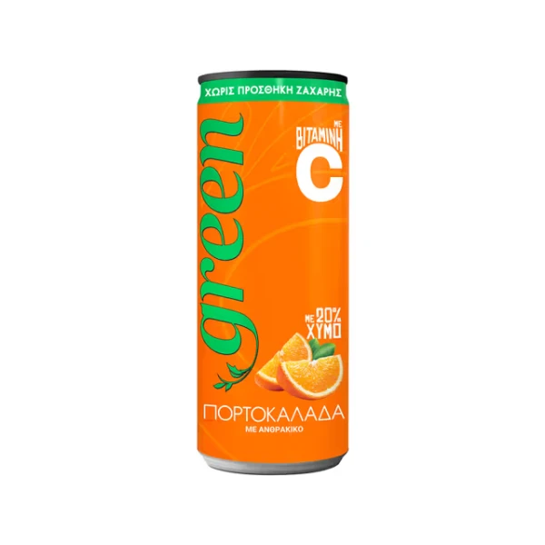 Ανθρακούχο Αναψυκτικό Πορτοκαλάδα (Sleek Can) GREEN COLA 330ml