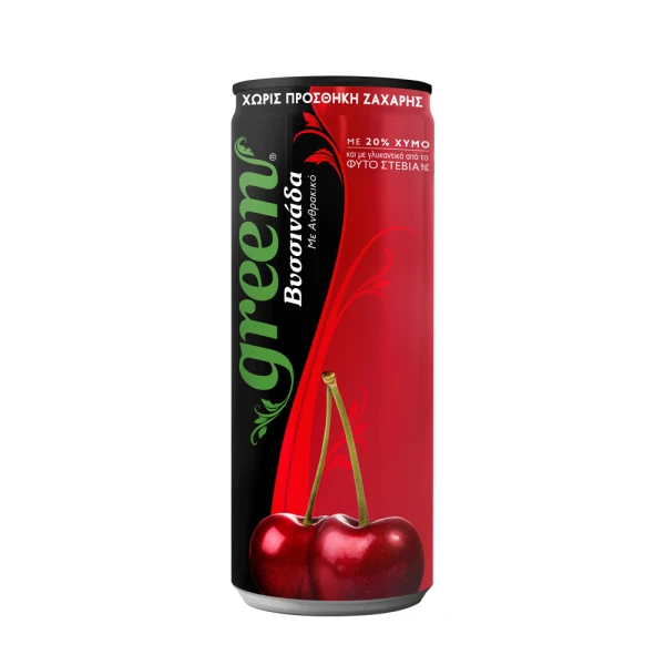 Ανθρακούχο Αναψυκτικό Βυσσινάδα (Sleek Can) GREEN COLA 330ml